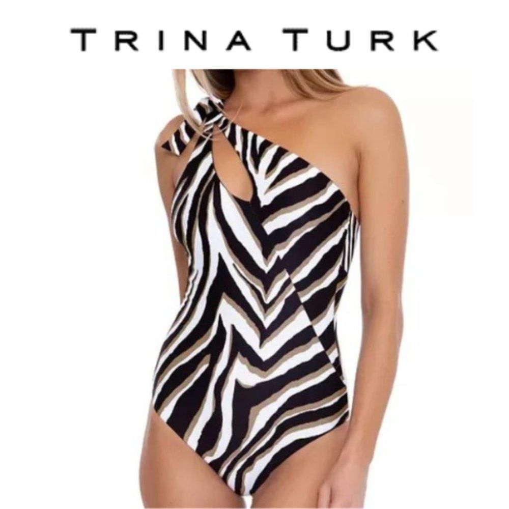 Trina Turk vivant Women's one shoulder one piece swimsuit size 14